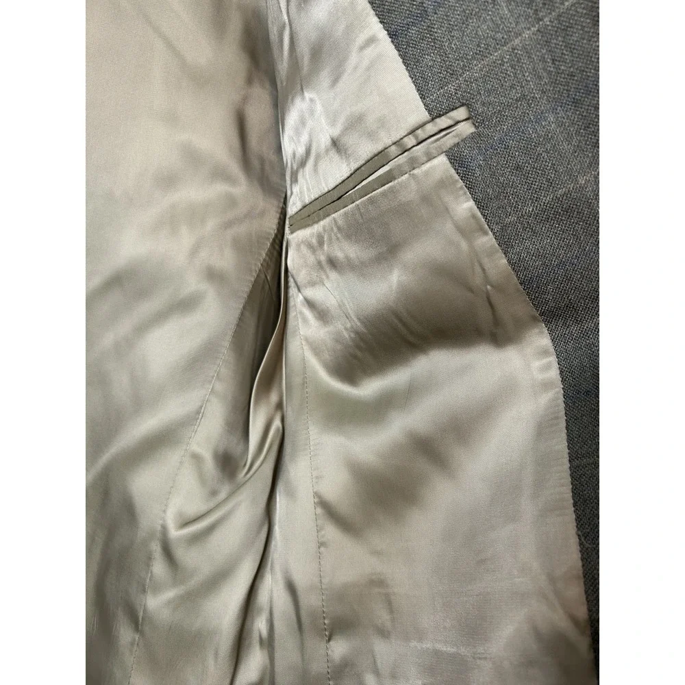 Jos. A. Bank 40R Silk Wool Blazer Windowpane Sport‎ Coat Dark Academia Tan Green